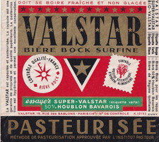 Etiquette de bière - Brasserie Valstar - Paris
