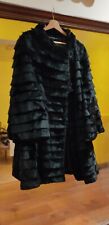 manteau 3/4 en fourrure de Lapin Rex véritable. Noir. Weill.