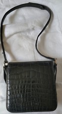 Ancien Petit Sac à main Vintage Façon Croco Noir