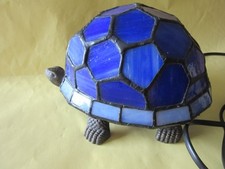 LAMPE VEILLEUSE TORTUE ARTISTAR ESPAGNE VERRE  BLEU METALgout de TIFFANY