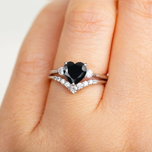 2ct coeur coupe simulé noir - simulé,
