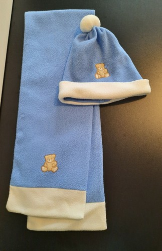 Ensemble bonnet écharpe bleu