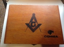 Franc maçon, boite à cigare Cohiba gravée engraved masonic logo
