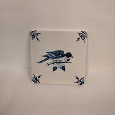 Ancien Carreau Carrelage Faience De Delft 10cm Décor Oiseau Tiles Azulejos Déco 