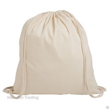 10 NEUF TOP QUALITÉ NATUREL 100% coton cordon sac fourre-tout sac à dos école gym 