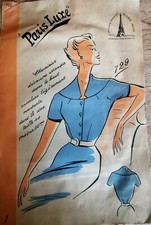 729 PATRON PARIS LUXE VINTAGE FRENCH PATTERN ROBE CHEMISIERDECOUPE ARRONDIE T 44