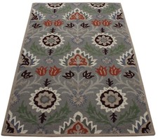 Tapis Gris 100% Laine Vert