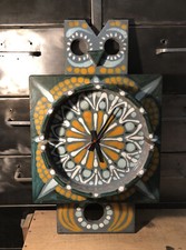 Rare Horloge Hiboux Lave Émaillée Par Boleslaw Danikowski Votre Maison H 53 Cm