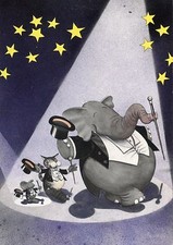 POSTCARD / CARTE POSTALE / DESIGN ALEX/ / THE CAT / CHAT / ELEPHANT