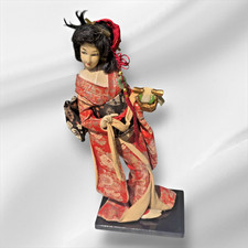 Vintage Japanese Hand Made Geisha Maiko Doll Kimono Musical Instrument  17.5"