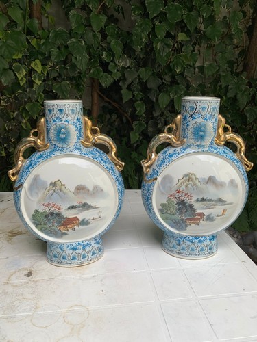 Ancienne paire vase decor - vase,