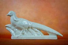 Fontinelle - Grand faisan Art Déco en faïence émaillée craquelée - signé
