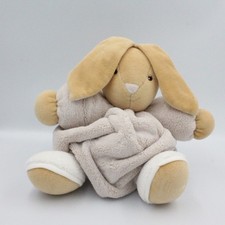 Doudou lapin plume gris beige