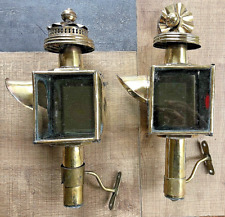 Paire de lanternes de voitures hippomobiles Hauteur : 35 cm Verre : 11 x 10 cm