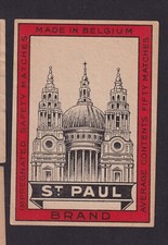 Ancienne  étiquette   paquet Allumette Belgique BN160093 Cathédrale St Paul