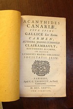 ✒ RARE EO CLAIRAMBAULT F-M de MARSY Les sérins des Canaries 1737 poème latin