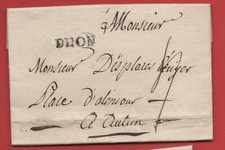 1785 LETTRE DIJON CÔTE D'OR MARQUE LINEAIRE NOIRE pour Autun TTB
