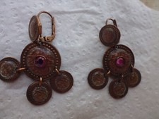 GAS BOUCLES D'OREILLE PIERRE MAUVE TRES BON ETAT