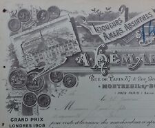 Facture 1913 DISTILLERIE ABSINTHE HEMARD Montreuil-sous-Bois 121