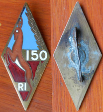 150° RI INFANTERIE, 67mm  - ABPD MARQUAGE RELIEF, ÉPINGLE À NOURRICE RESOUDÉE