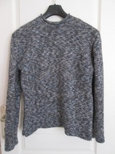 Pull bleu/gris tricoté en laine taille L
