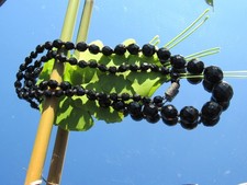 Ancien Collier Perles de Jais a facettes - Necklace - Longueur 63 cm