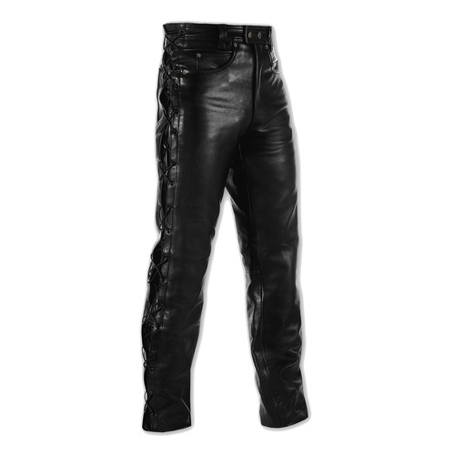 Pantalon cuir lacets moto - pantalon,