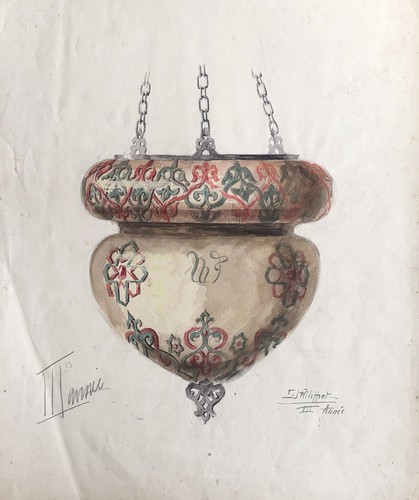 Grande aquarelle ancienne - grande,