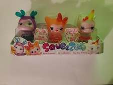 Squeezoos Small Character 3-Pack Hippo, Cat, Unicorn Toy NIB ra-ra, tu-tu, & nay