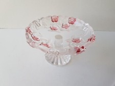 Compotier / coupe en verre motif fleurs roses (diamètre 16cm)