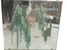 ANCIENNE APPLIQUE ANNEE 70 RAAK VERRE ET MIROIR GLACE VINTAGE DOUILLE PORCELAINE