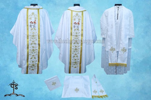 Chasuble gothique blanche - chasuble,