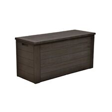 TOOD Malle Coffre de Rangement en Résine 300L - 120x46x58cm - Marron Aspect Bois