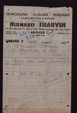 ANGERS (49) QUINCAILLERIE OUTILLAGE SERRURERIE "Bernard THAUVIN" Facture en 1950