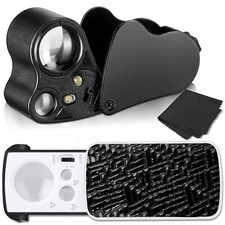2 Pièces Loupe Bijoutier 30X 60X 90X Illuminé Loupe Grossissante Loupe de Poc...