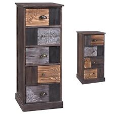 Chiffonnier commode en bois paulownia style vintage ethnique bohême brun gris