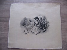 GRAVURE IMPRESSION SUR SOIE ECRUE SCENES ANCIENNE - TT 82/1