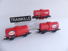 JOUEF 3 WAGONS CITERNE A ESSIEUX 2 ESSO + 1 NETTOYEUR DE VOIES