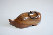 Ancienne tabatière en bois buis forme sabot, longueur 8.5 cm