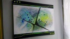 Toile tableau 40x50 peinture abstraite liquitex signé "#ViZion" 
