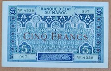 Billet Maroc - 5 francs - 1924