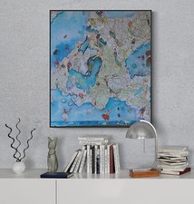 Tableau contemporain sur toile “ création d'une ile " petit prix d'artiste