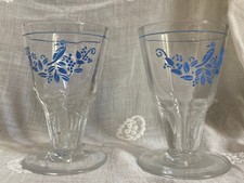 Lot anciens verres s/ pied signé Daum Nancy croix Lorraine Art déco peint oiseau