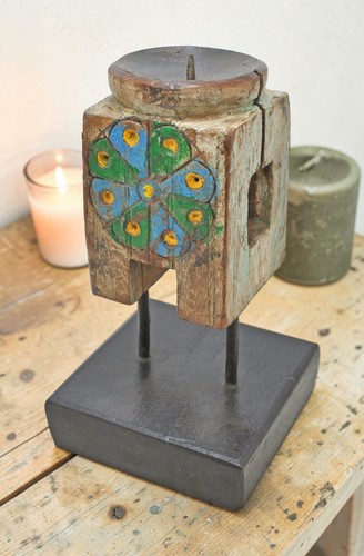 Porte bougie bois antique - en,