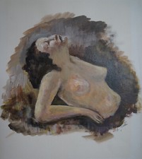 Gouache sur Papier à Dessin  Nu Féminin   Signé Filler