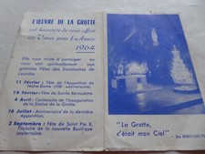 IMAGE PIEUSE  PETIT CALENDRIER  1964  ND DE LOURDES