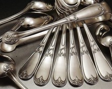 ARMAND FRENAIS CUILLERES A CAFE ET PINCE ASUCRE ART NOUVEAU METAL ARGENTE Ca1900