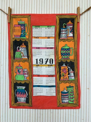 Torchon calendrier 1970 tissu - calendrier,