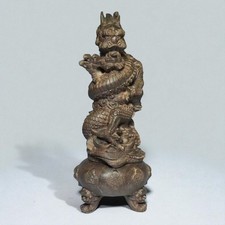 Statue dragon chinois sur tortue en bois d’agar 28 cm – Feng Shui richesse 