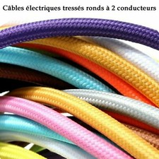 2 Noyaux Rond Tressé Tissu Câble Vintage Éclairage Électrique Flexible Cordon